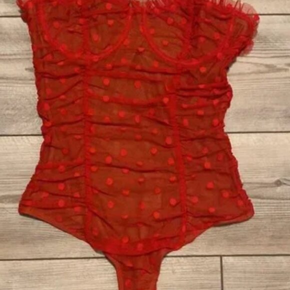 MAJORELLE Wyn Polka Dot Bodysuit- Red- Size M (Worn Once) - Picture 2 of 6